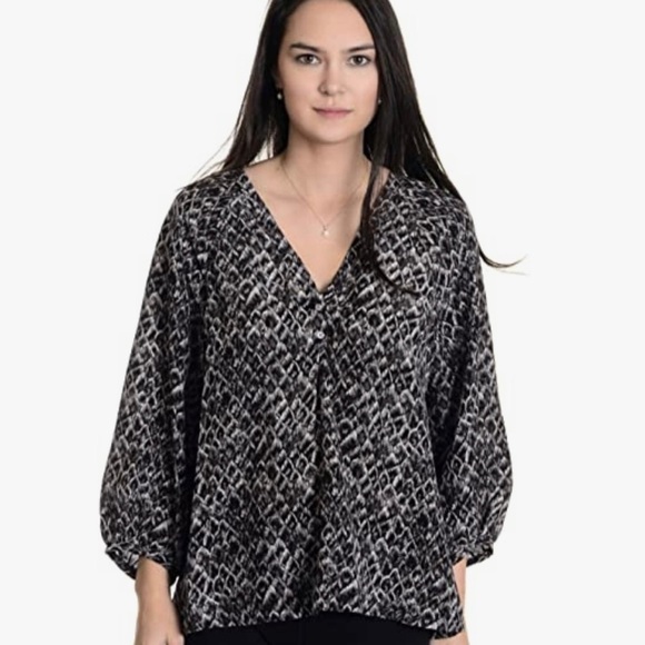 Joie Robin Print Silk Blouse in Caviar Size M - Picture 1 of 9